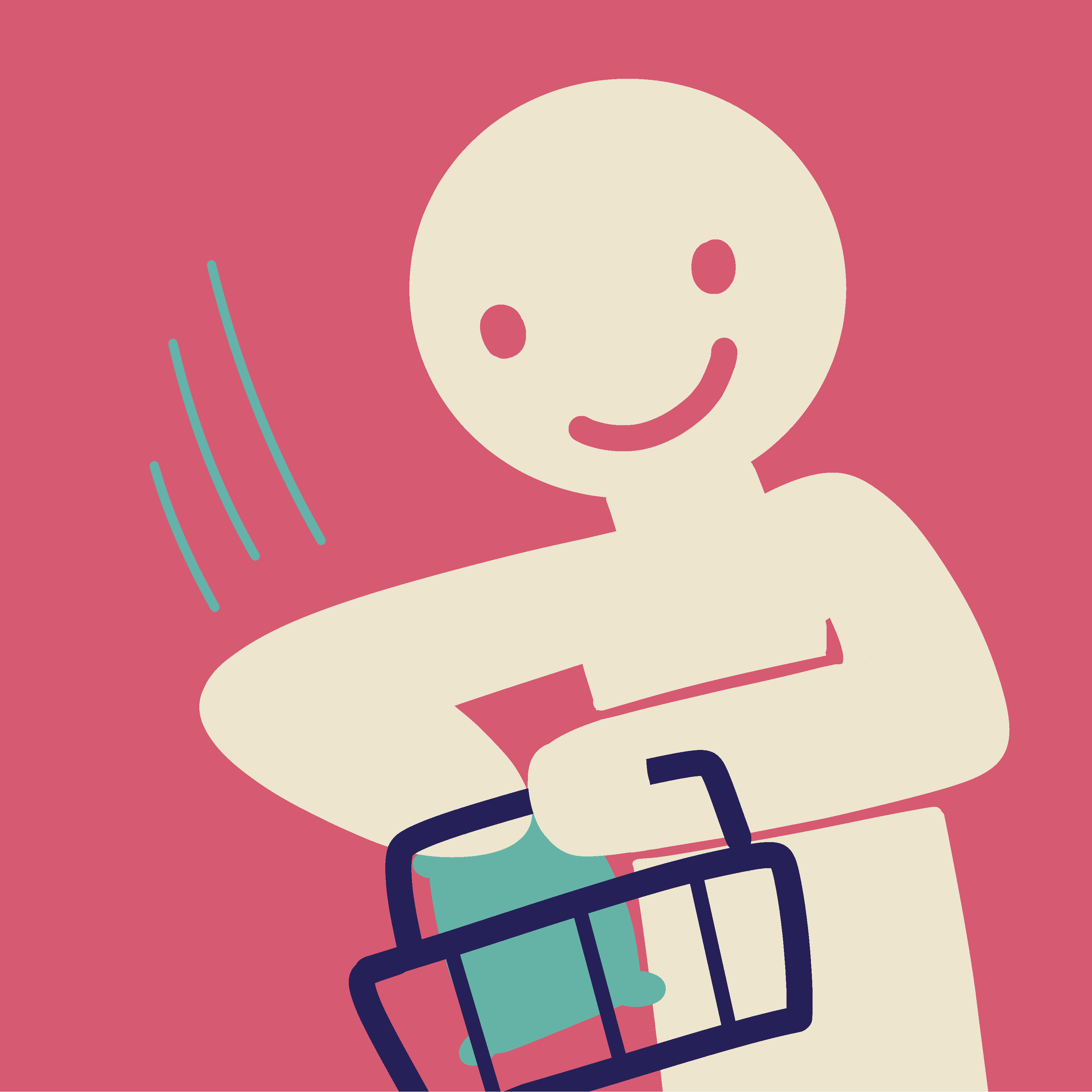 A stick figure adding the food packet to a shopping basket